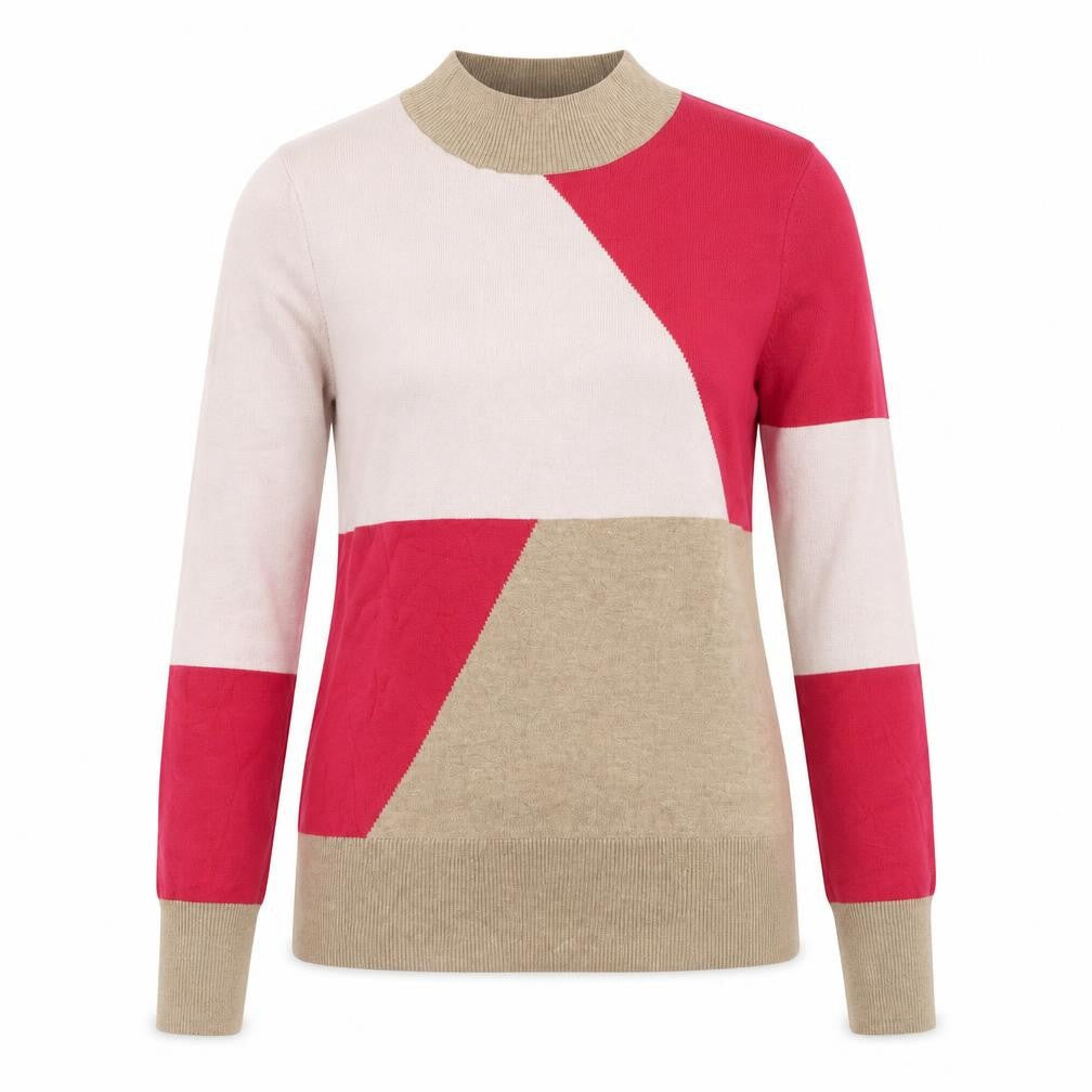 Marks & Spencer Womens Multicoloured Colourblock Viscose Jersey Blouse Size 8 High Neck