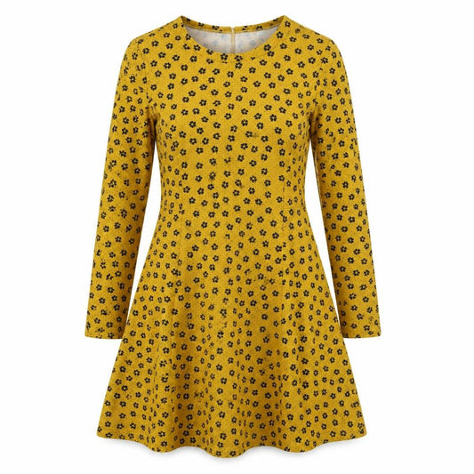 Primark Womens Yellow Floral Polyester Fit & Flare  Size 10  Round Neck Pullover