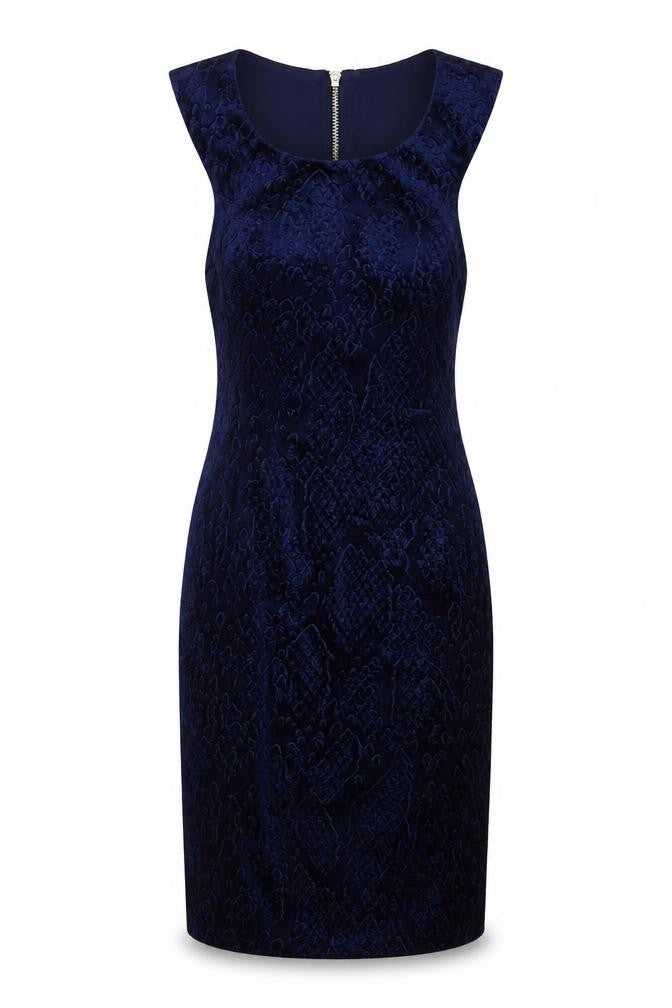 Topshop Womens Blue Geometric Polyester A-Line  Size 6  Round Neck Zip