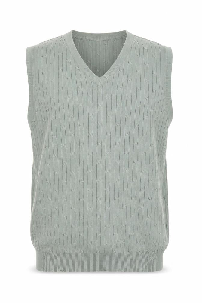 BHS Mens Green V-Neck  Cotton Pullover Jumper Size S