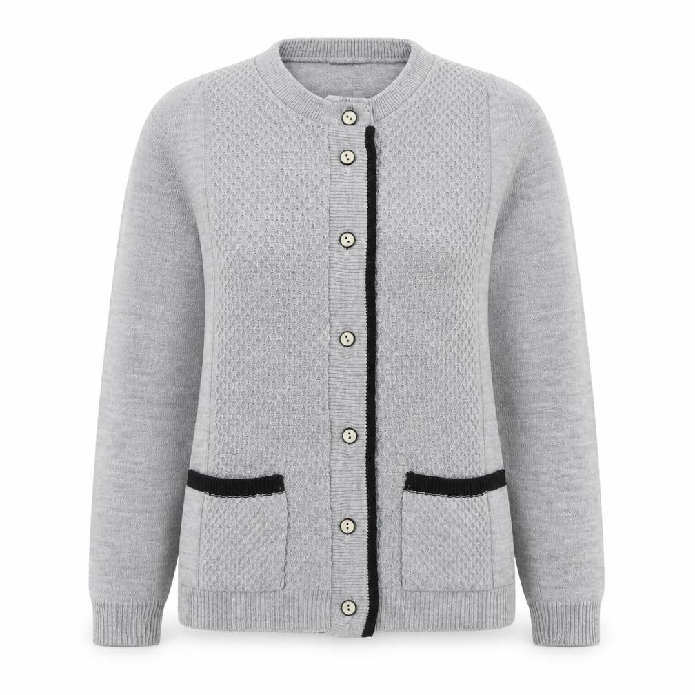 Preworn Womens Grey Round Neck  Acrylic Cardigan Jumper Size 10