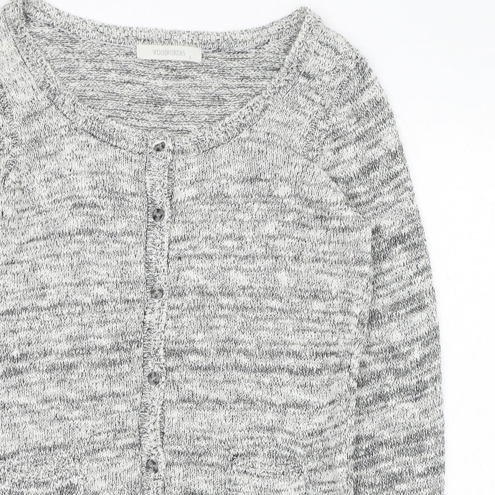 Woolworths Womens Grey Round Neck  Acrylic Cardigan Jumper Size S