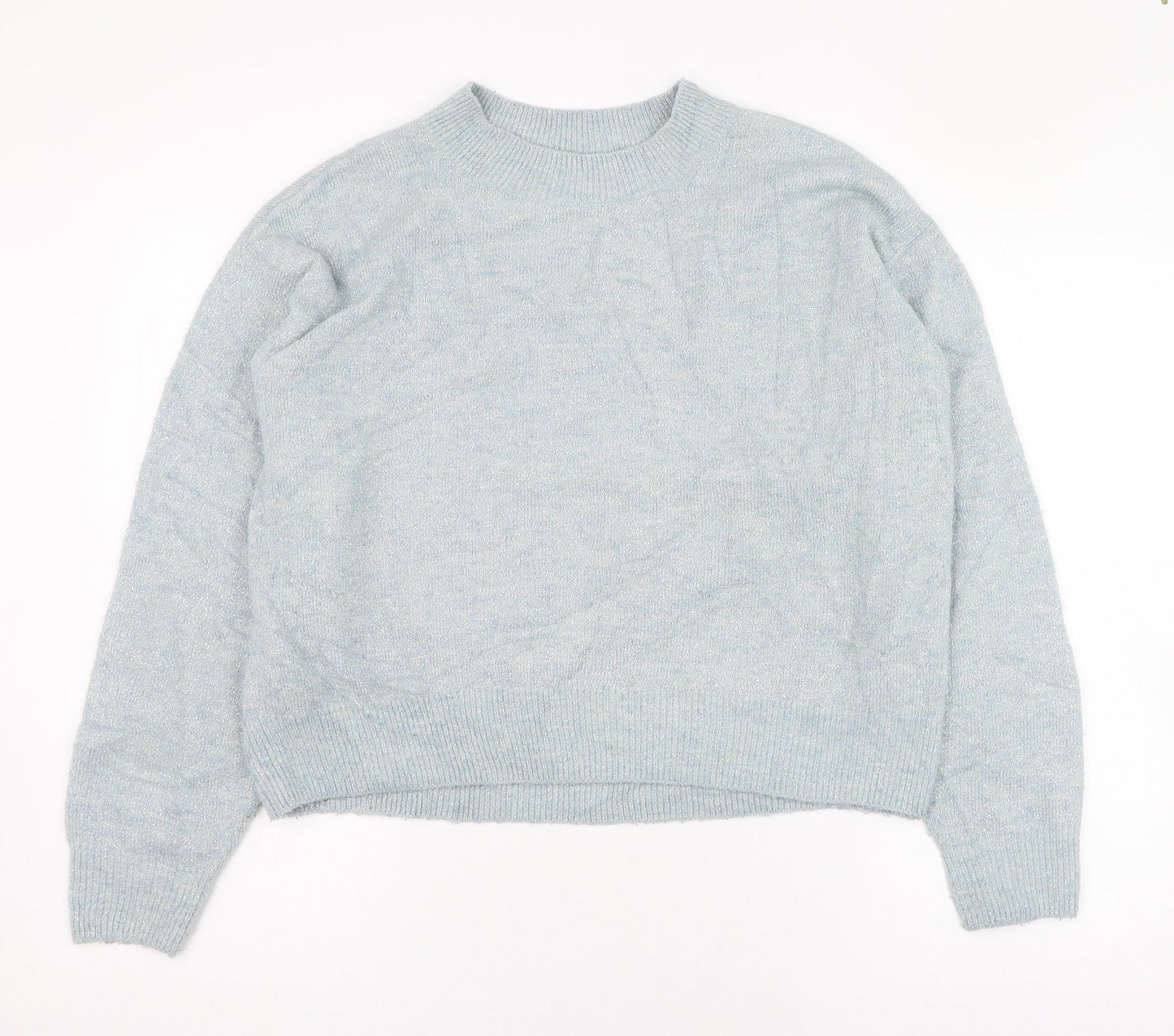 H&M Womens Blue Round Neck  Acrylic Pullover Jumper Size 4