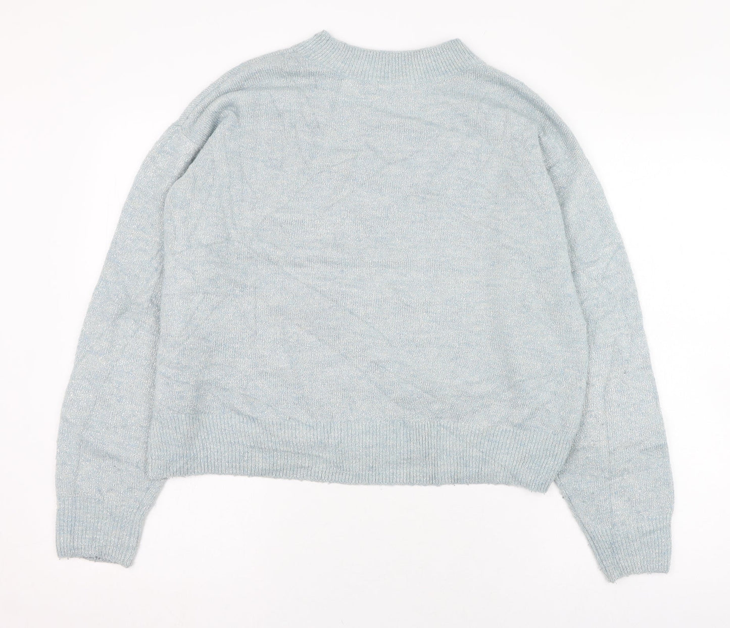 H&M Womens Blue Round Neck  Acrylic Pullover Jumper Size 4
