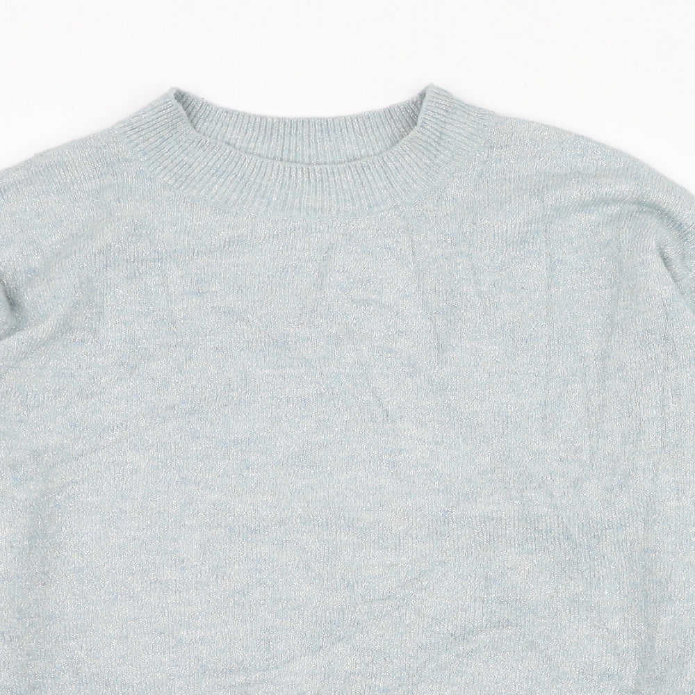H&M Womens Blue Round Neck  Acrylic Pullover Jumper Size 4