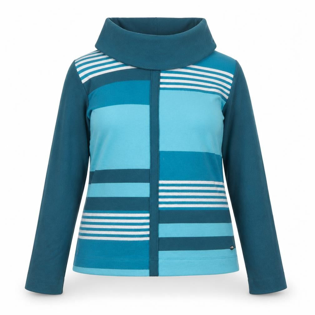 Tigi Womens Blue Roll Neck Striped Polyester Pullover Jumper Size 10