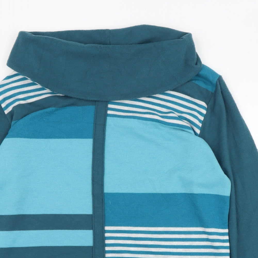 Tigi Womens Blue Roll Neck Striped Polyester Pullover Jumper Size 10