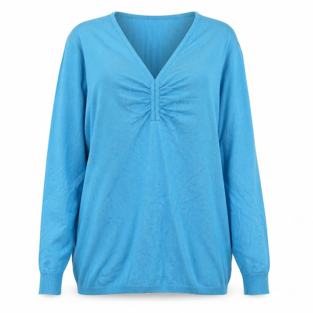 Damart Womens Blue V-Neck  Viscose Pullover Jumper Size 10   - 10-12