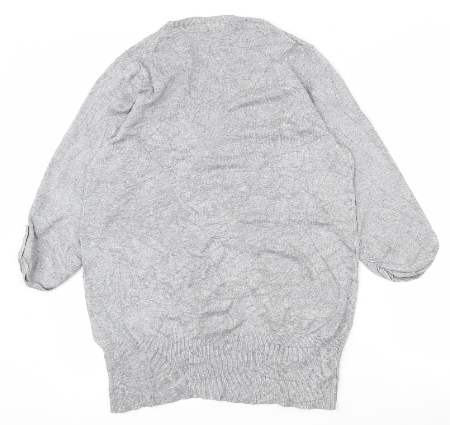 Marks and Spencer Womens Grey V-Neck  Viscose Pullover Jumper Size 14