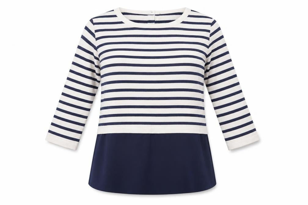Atmosphere Womens Blue Striped Viscose  Button-Up Size 6 Roll Neck