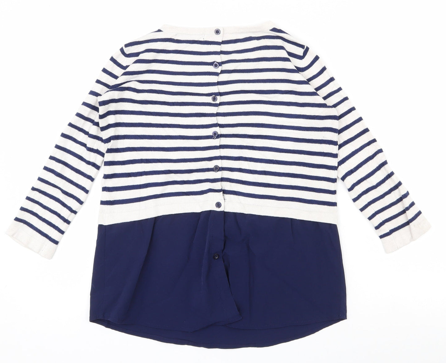 Atmosphere Womens Blue Striped Viscose  Button-Up Size 6 Roll Neck
