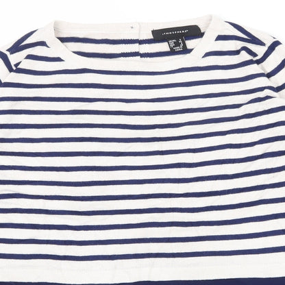 Atmosphere Womens Blue Striped Viscose  Button-Up Size 6 Roll Neck