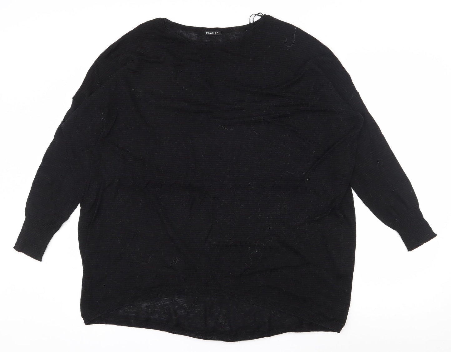 PLanet Womens Black Boat Neck  Acrylic Pullover Jumper Size M