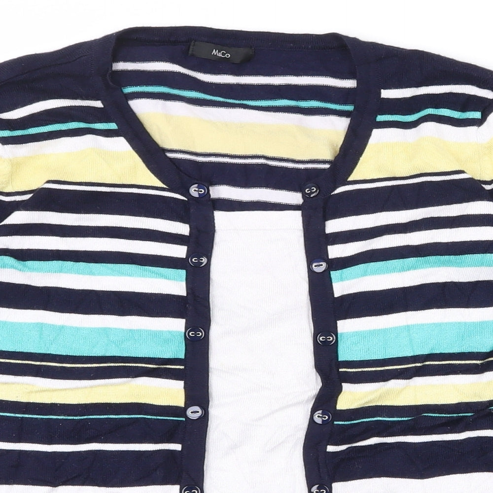 M&Co Womens Multicoloured Round Neck Striped Viscose Pullover Jumper Size 14