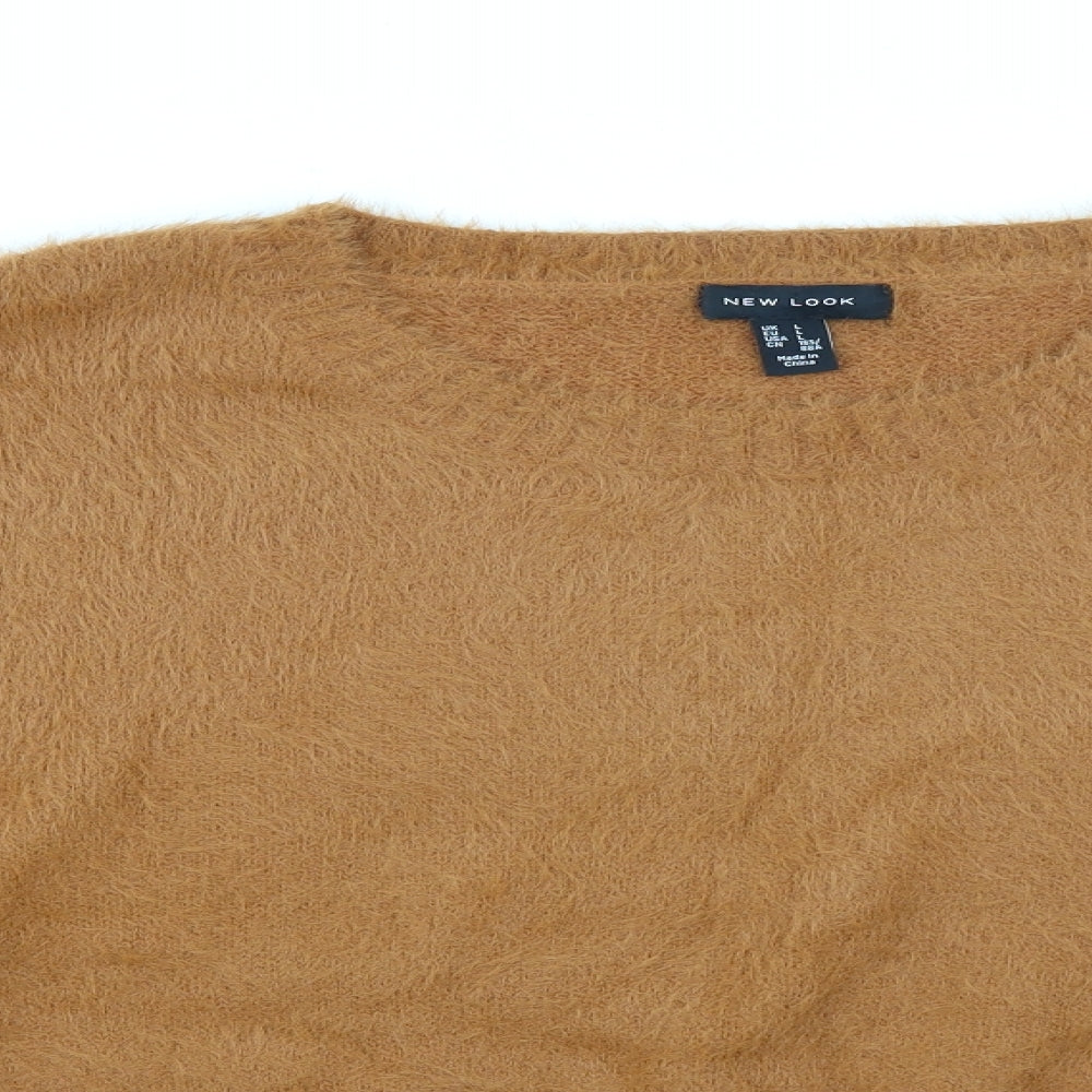 New Look Womens Brown Round Neck  Nylon Pullover Jumper Size L
