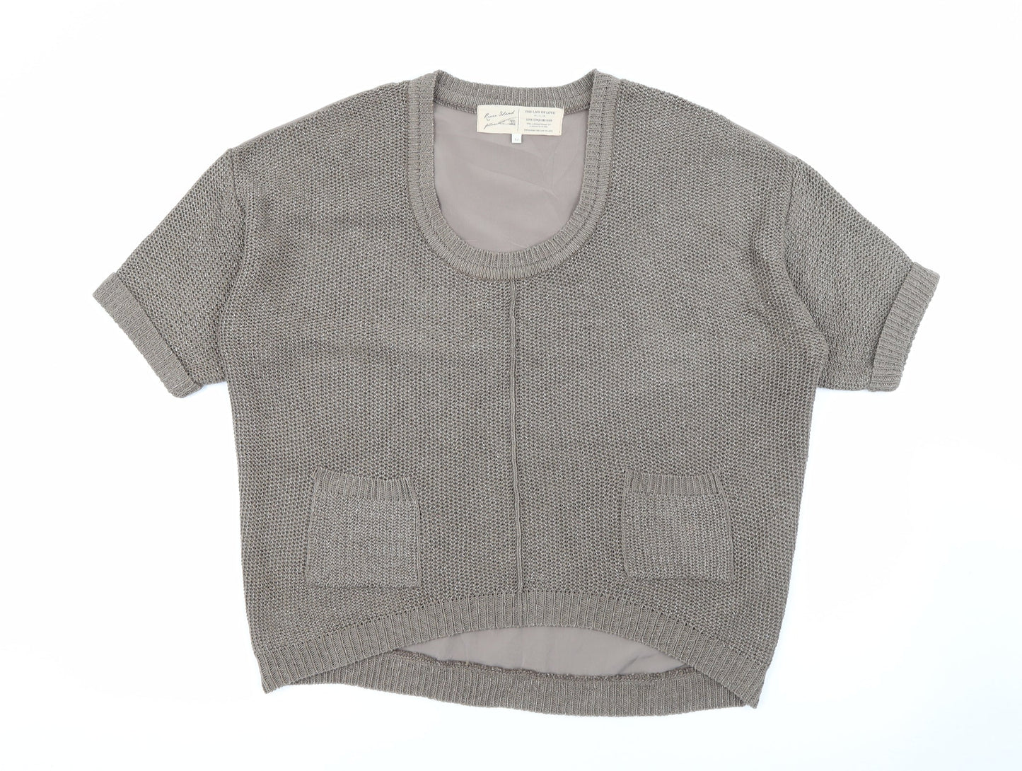 River Island Womens Brown Scoop Neck  Acrylic Pullover Jumper Size 12