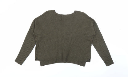Topshop Womens Green Scoop Neck  Viscose Pullover Jumper Size 12