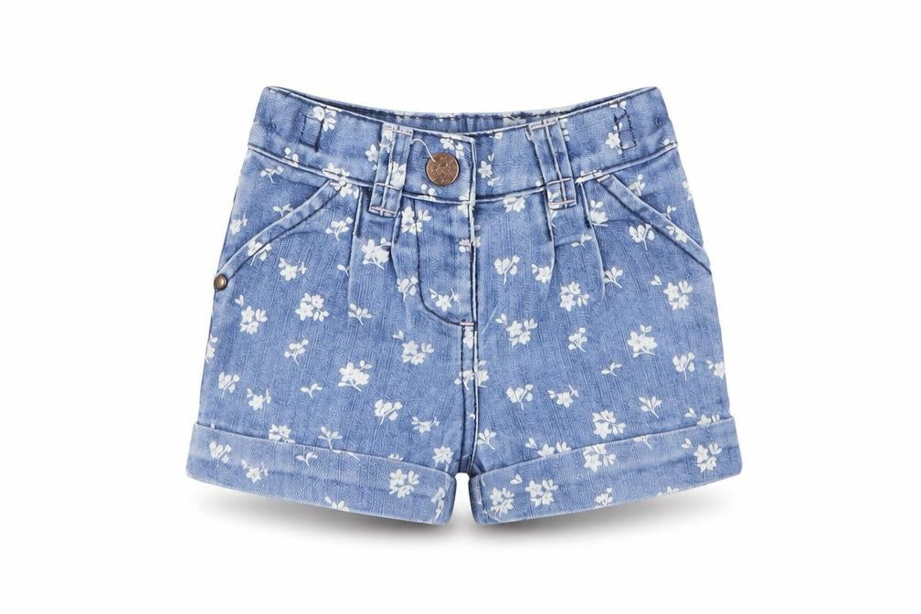 NEXT Girls Blue Floral Polyester Cropped Jeans Size 9-12 Months  Button