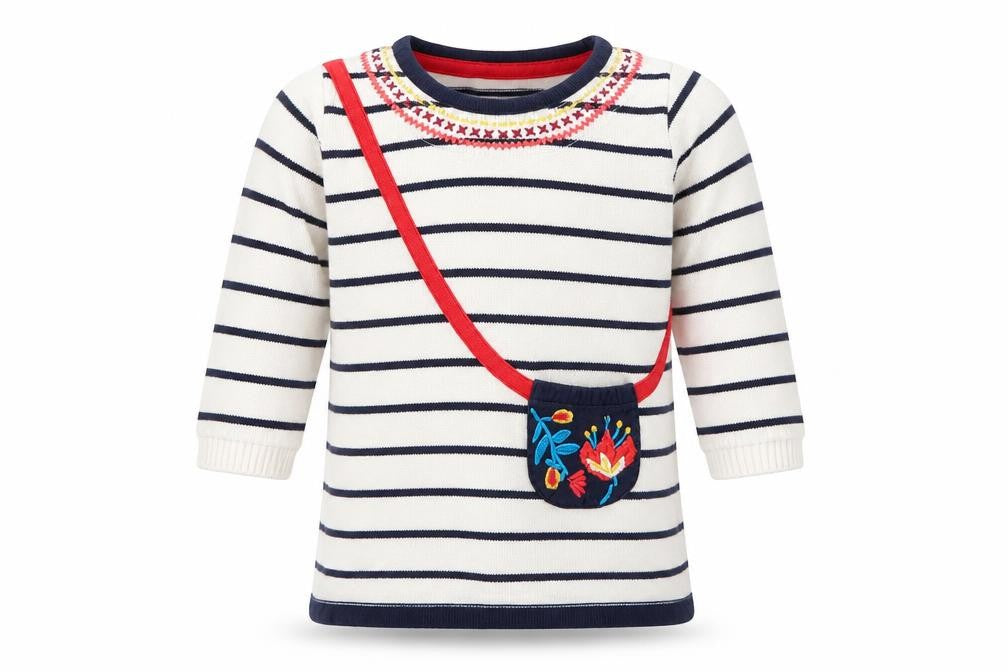 Marks & Spencer Baby White Striped Cotton Pullover Jumper Size 3-6 Months  Button