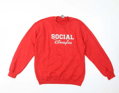 Preloved Gildan Womens Red  Cotton Pullover Sweatshirt Size M  Pullover - Social Disneying - Front