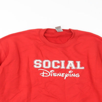 Preloved Gildan Womens Red  Cotton Pullover Sweatshirt Size M  Pullover - Social Disneying - Detail