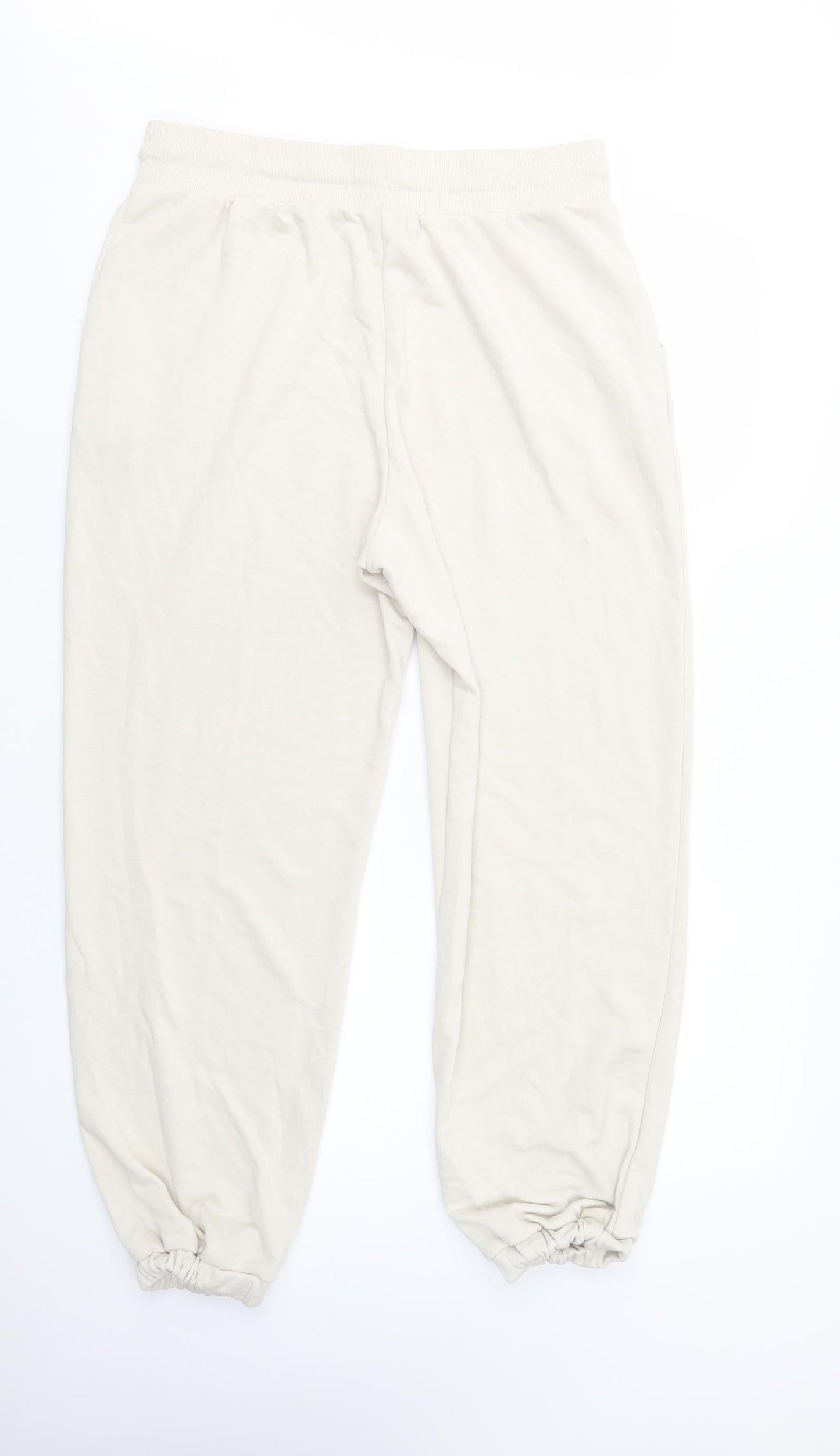Dunnes Stores Womens Ivory  Polyester Jogger Trousers Size M L32 in Regular Drawstring