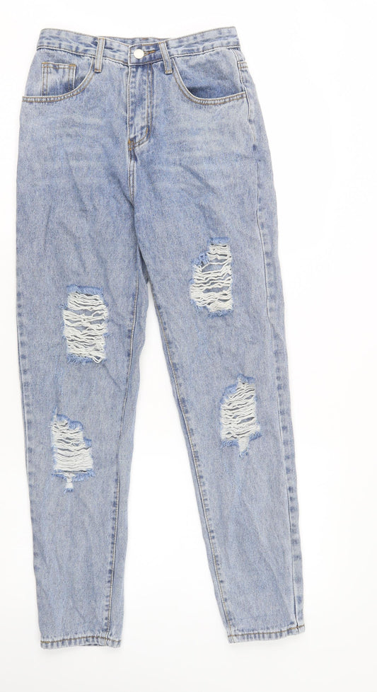 SheIn Womens Blue  Camel Boyfriend Jeans Size XS L31 in Regular Button