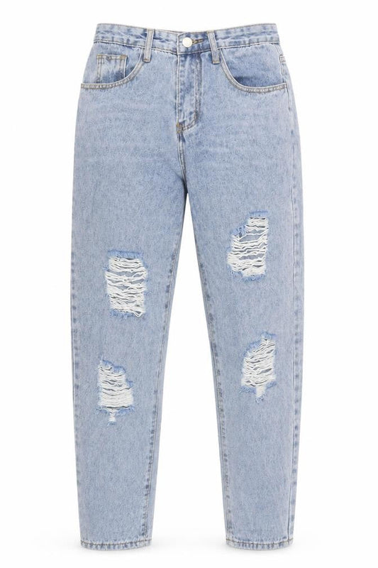 SheIn Womens Blue  Camel Boyfriend Jeans Size XS L31 in Regular Button