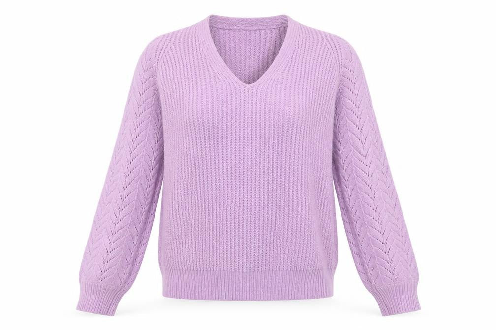 Dunnes Stores Womens Purple V-Neck  Acrylic Pullover Jumper Size S