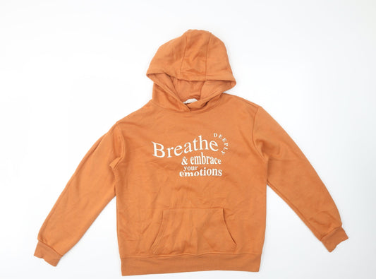 Primark Womens Orange  Cotton Pullover Hoodie Size S  Pullover - Breathe Deeply