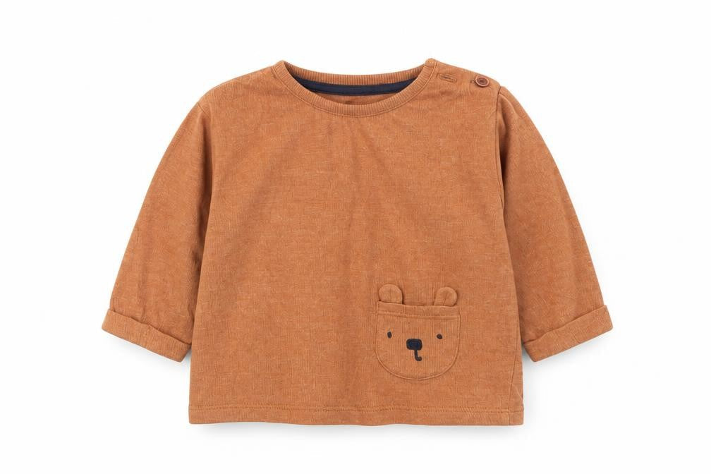 George Baby Brown  Cotton Pullover Blouse Size Newborn Crew Neck Pullover
