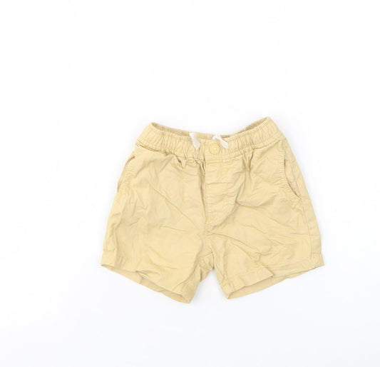 Zara Baby Yellow  Cotton Cropped Trousers Size 9-12 Months  Button