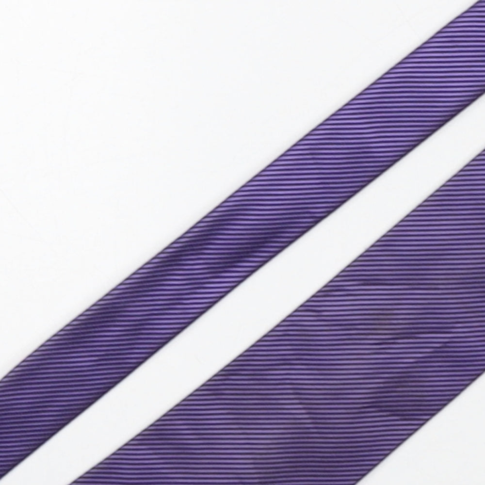 Burton  Mens Purple Striped Polyester Pointed Tie One Size