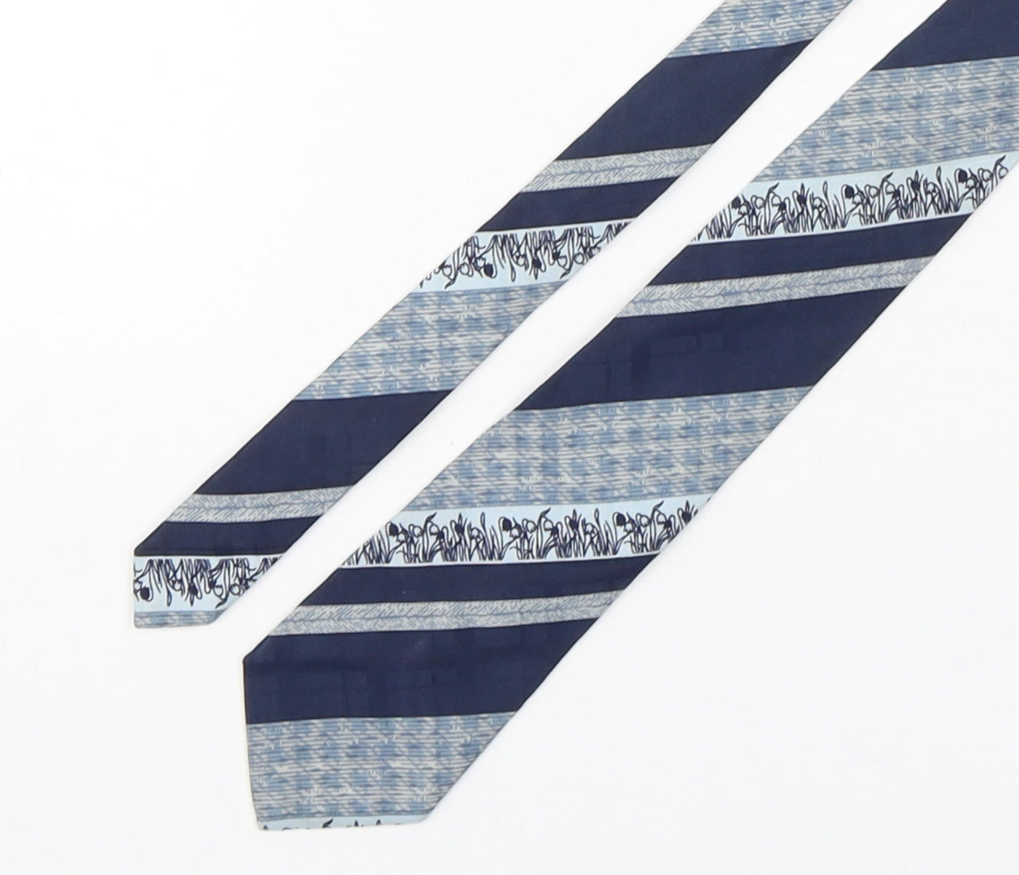 Distinctive Mens Blue Geometric Polyester Pointed Tie One Size