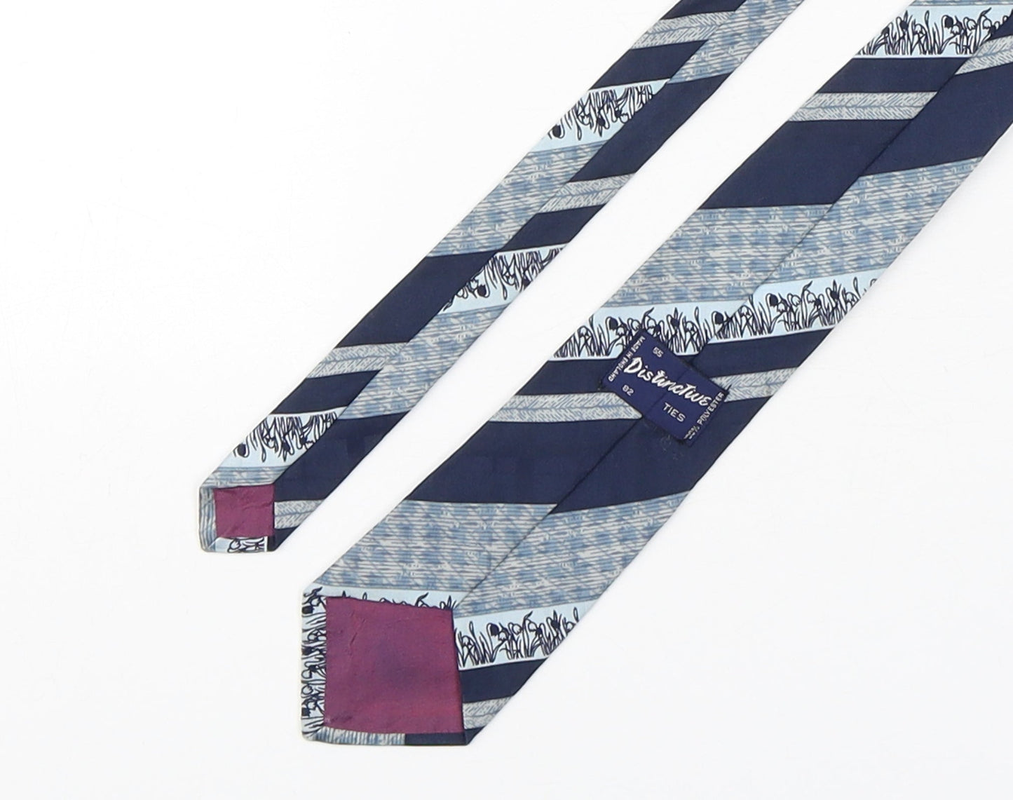 Distinctive Mens Blue Geometric Polyester Pointed Tie One Size
