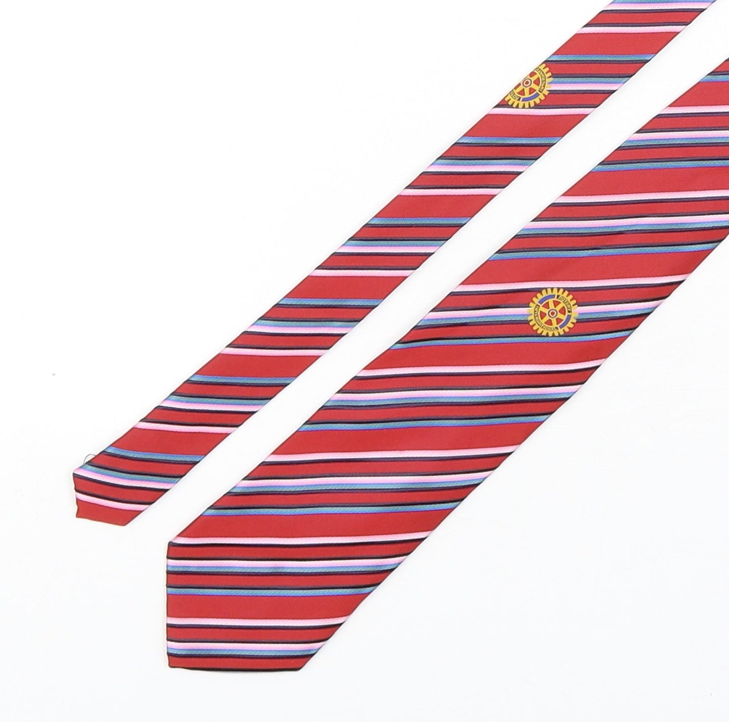 AW Matthews Mens Multicoloured Striped Polyester Pointed Tie One Size