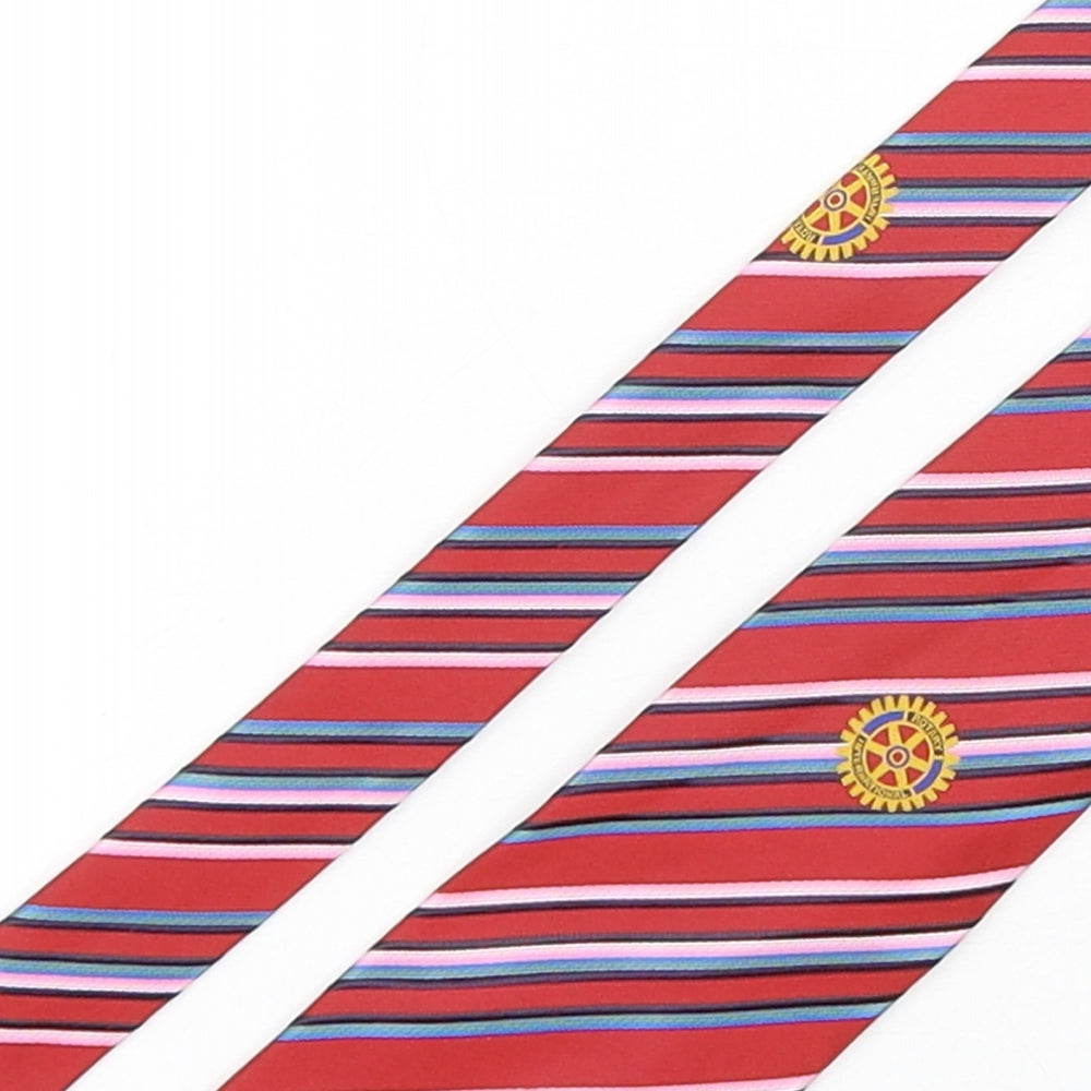 AW Matthews Mens Multicoloured Striped Polyester Pointed Tie One Size