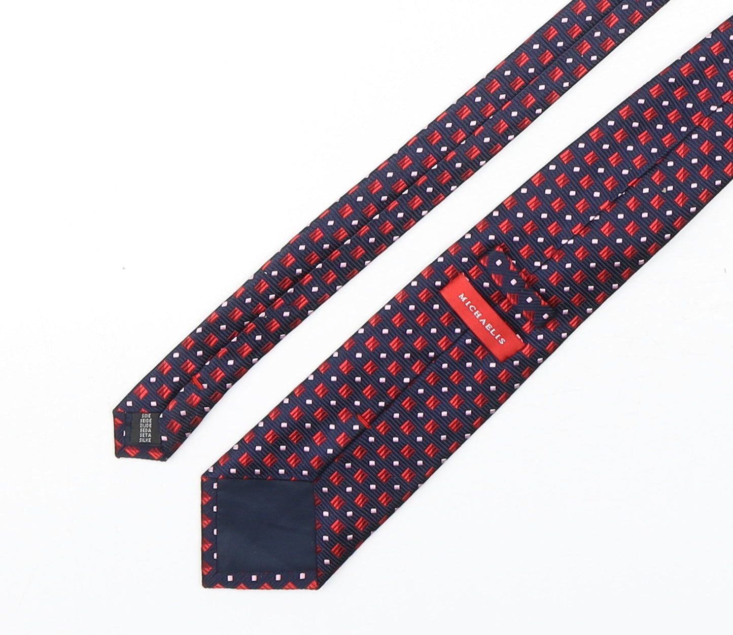 Michaelis Mens Multicoloured Geometric Silk Pointed Tie One Size
