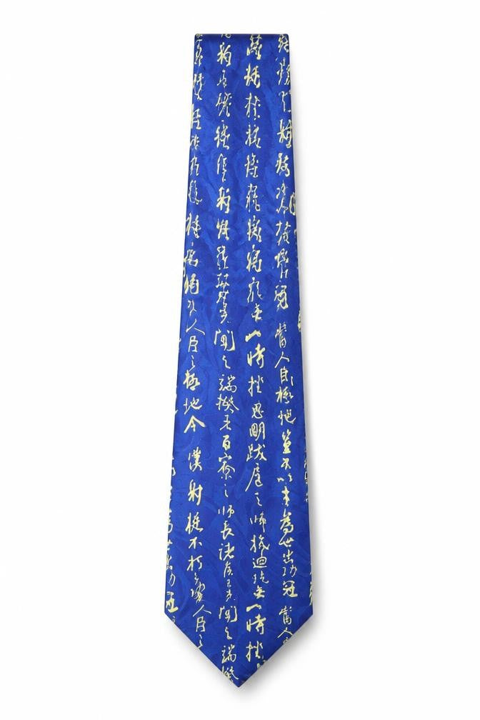 Gold City Mens Blue Geometric Polyester Pointed Tie One Size
