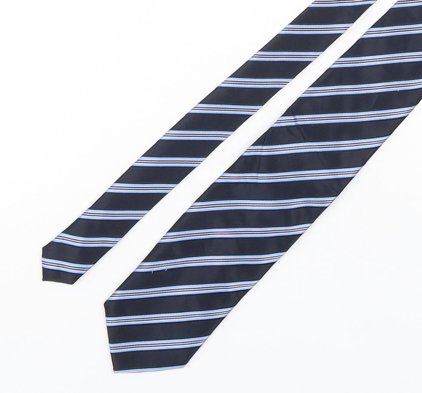 BHS Mens Blue Striped Polyester Pointed Tie One Size
