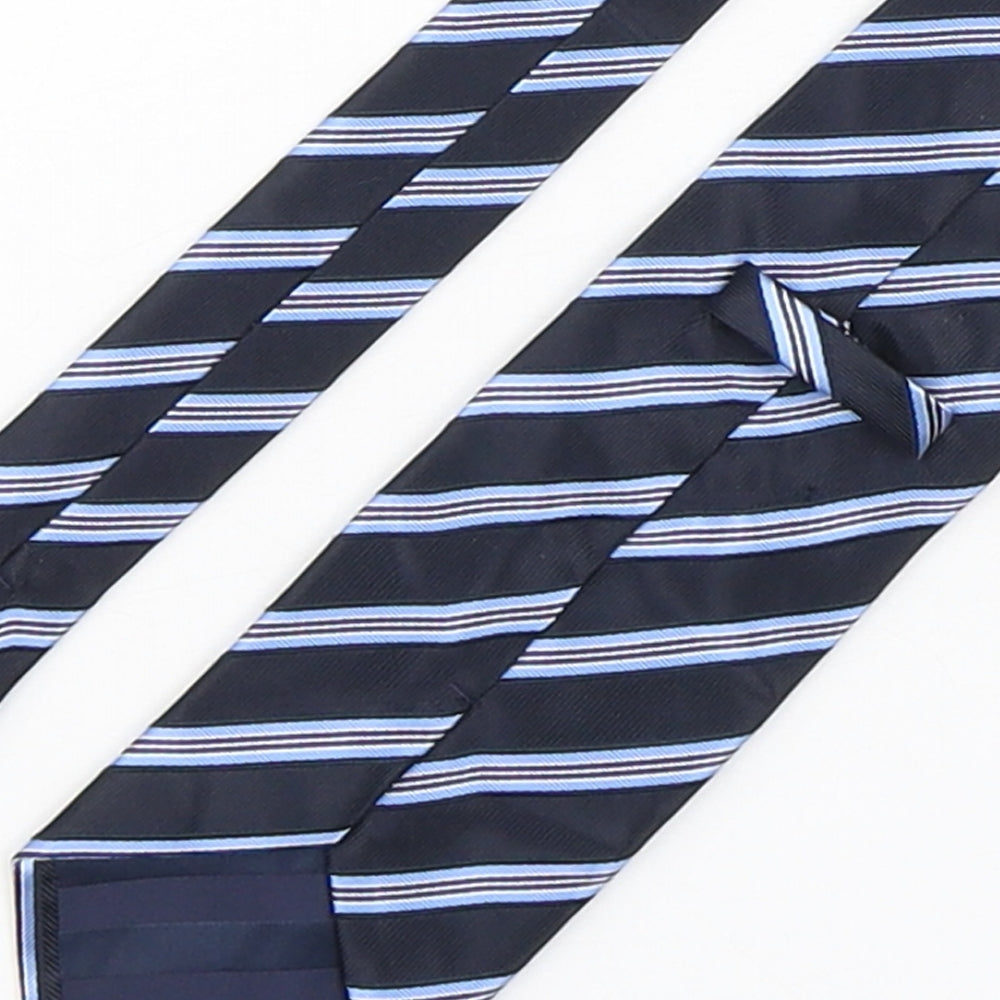 BHS Mens Blue Striped Polyester Pointed Tie One Size