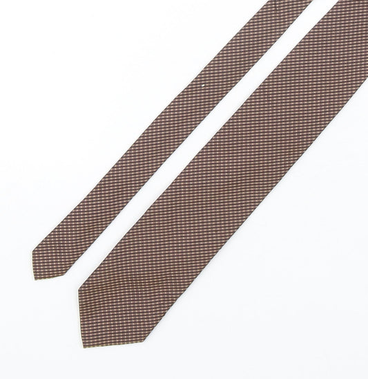 Collezione Mens Brown Geometric Silk Pointed Tie One Size