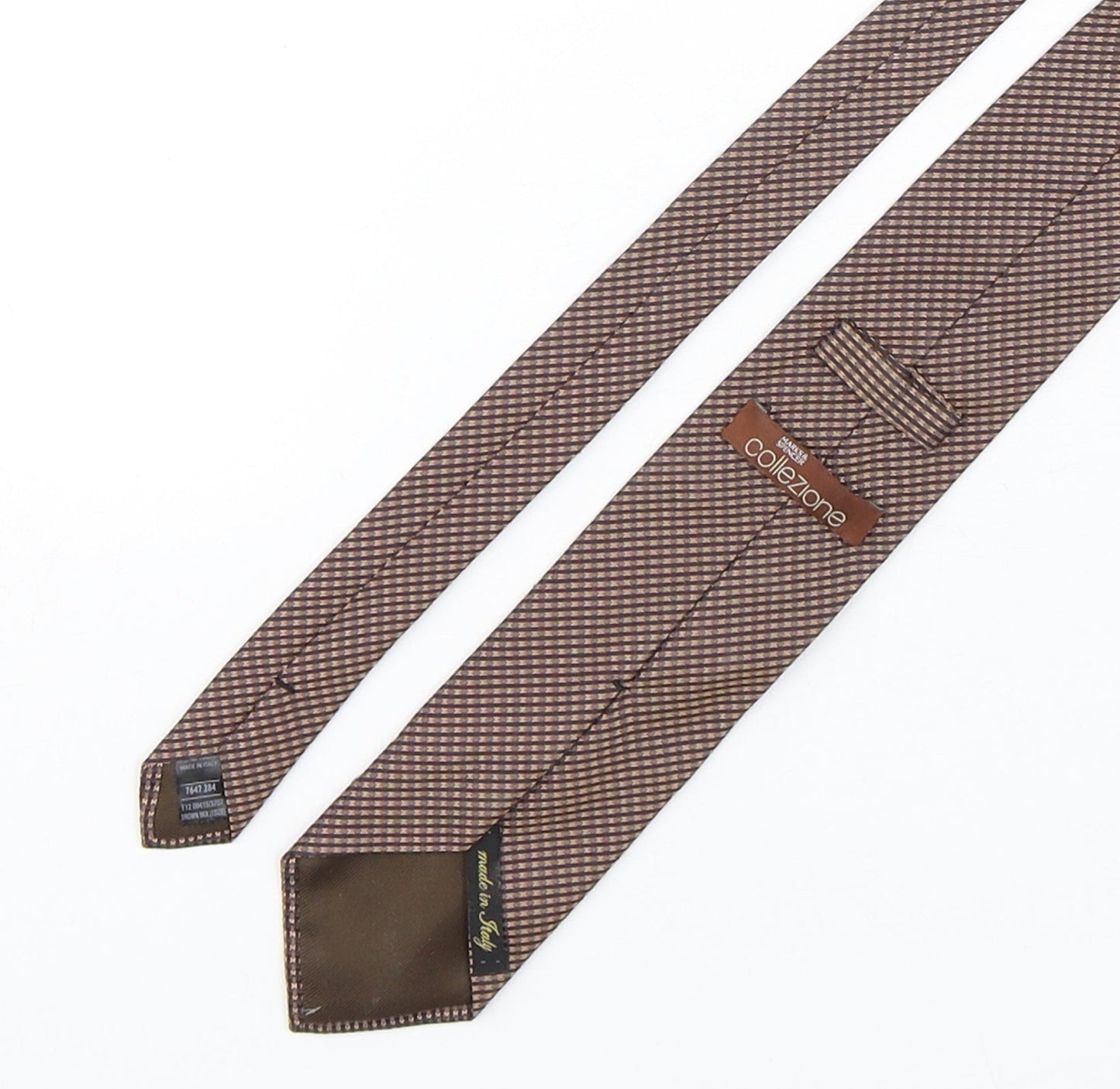 Collezione Mens Brown Geometric Silk Pointed Tie One Size