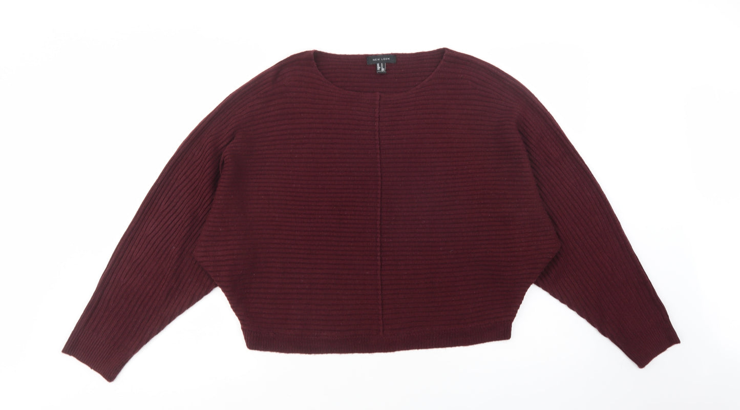 New Look Womens Purple Crew Neck  Acrylic Pullover Jumper Size S