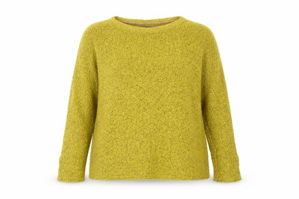 Indigo Womens Yellow Boat Neck  Acrylic Pullover Jumper Size 16