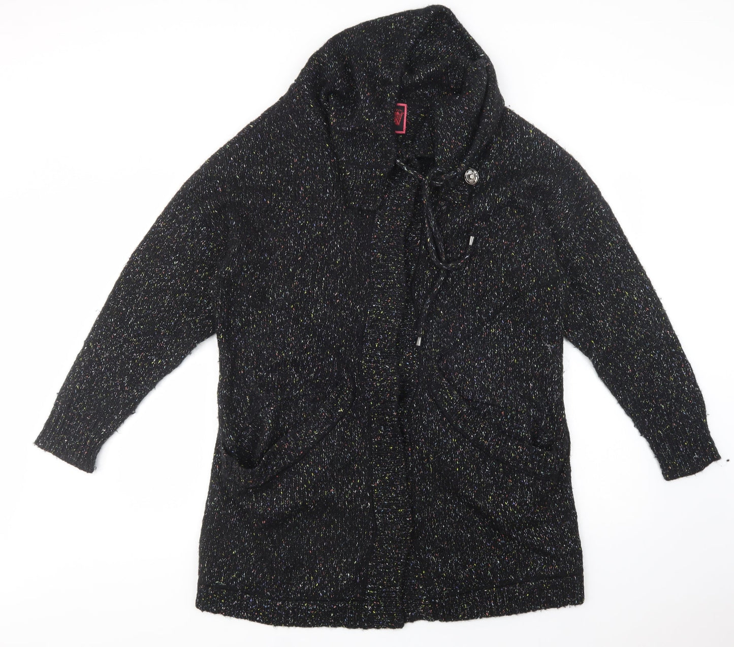 Debenhams Womens Black Roll Neck  Polyester Cardigan Jumper Size 14