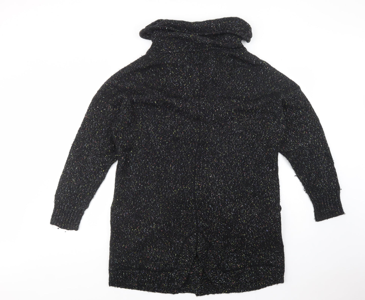 Debenhams Womens Black Roll Neck  Polyester Cardigan Jumper Size 14