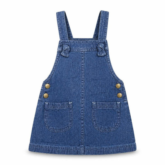Cynthia Rowley Girls Blue  Cotton Pinafore/Dungaree Dress  Size 2 Years  Square Neck Button