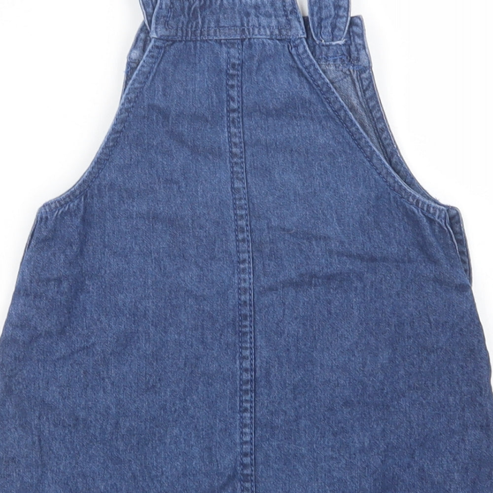 Cynthia Rowley Girls Blue  Cotton Pinafore/Dungaree Dress  Size 2 Years  Square Neck Button