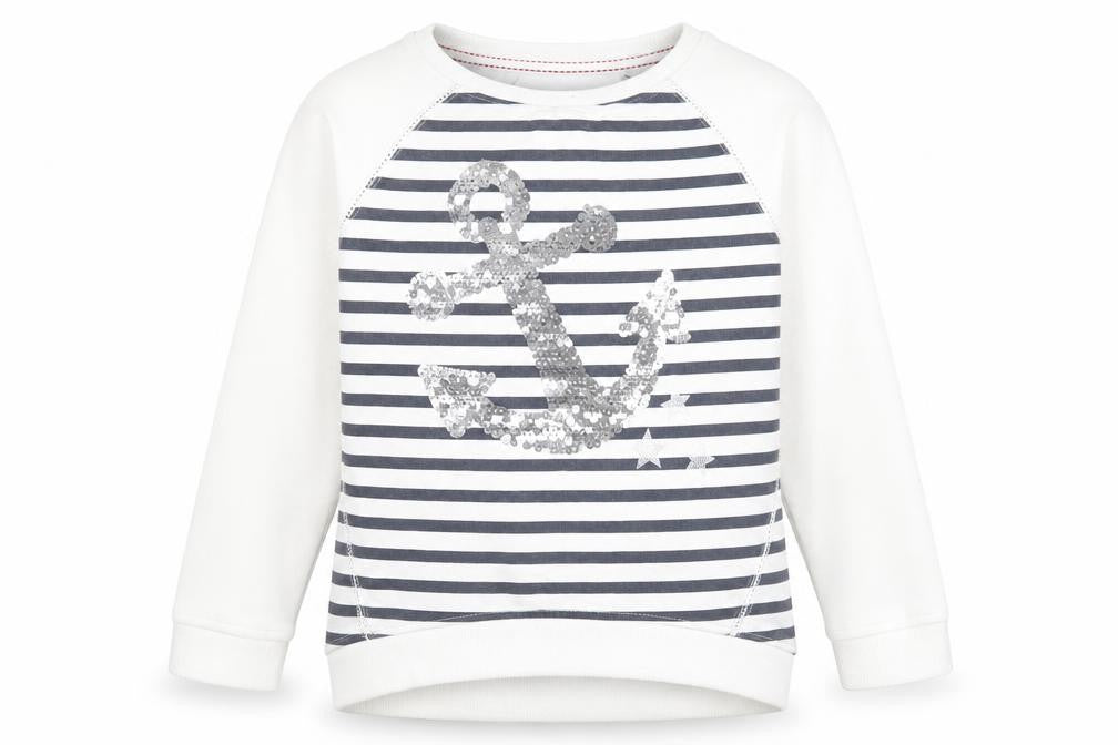 Dunnes Girls White Striped Cotton Pullover Sweatshirt Size 5 Years   - Anchor